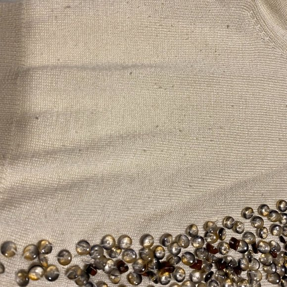 Necessary Objects Beaded Crop Buttoned Sweater Cream Color Women's Size Med - Picture 8 of 8